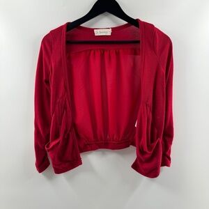 To Seventeen Red Cropped Cardigan Mesh Back Pockets Size Small
